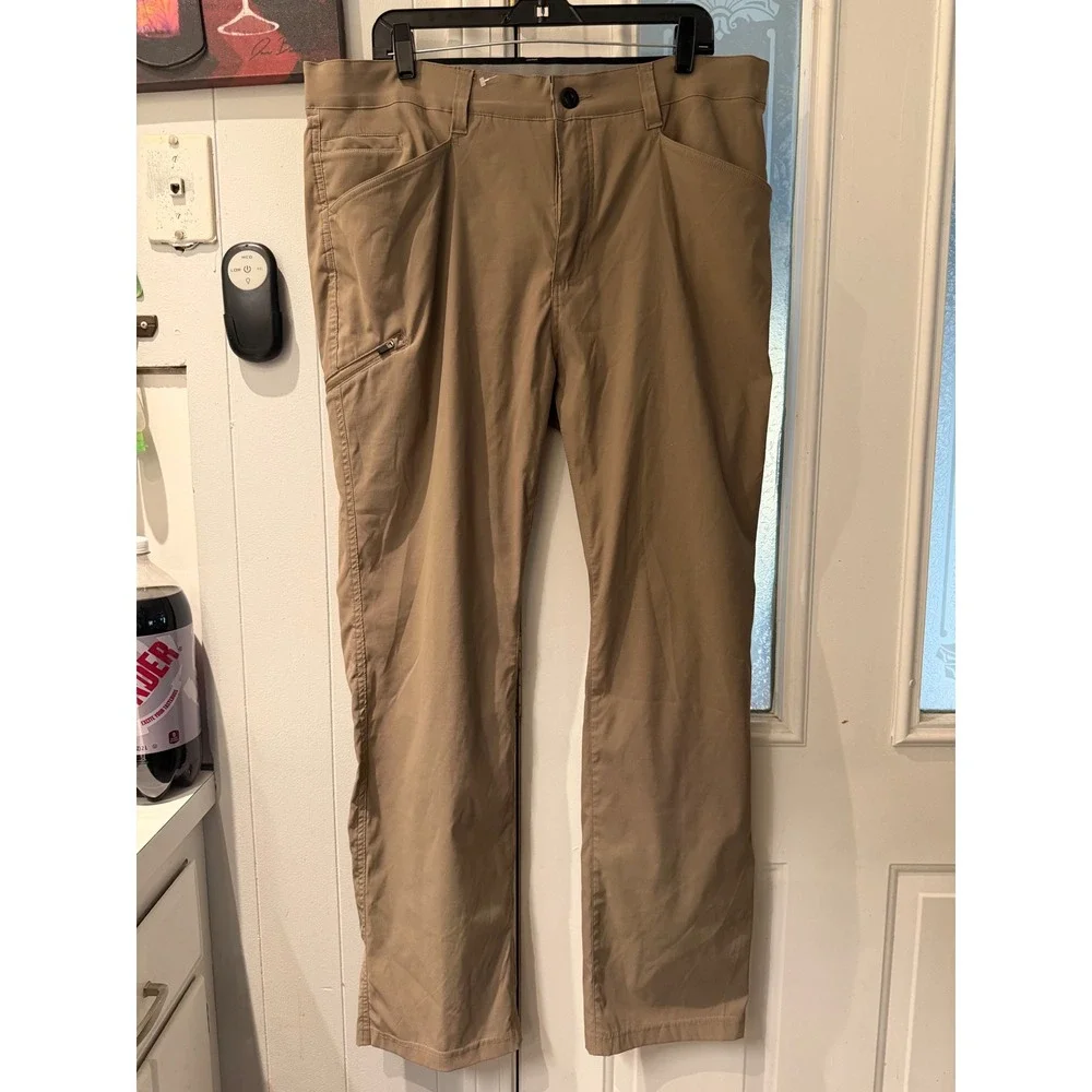 Orvis Mens Performance Stretch Khaki Pants Tan Straight Leg Hiking 1525905